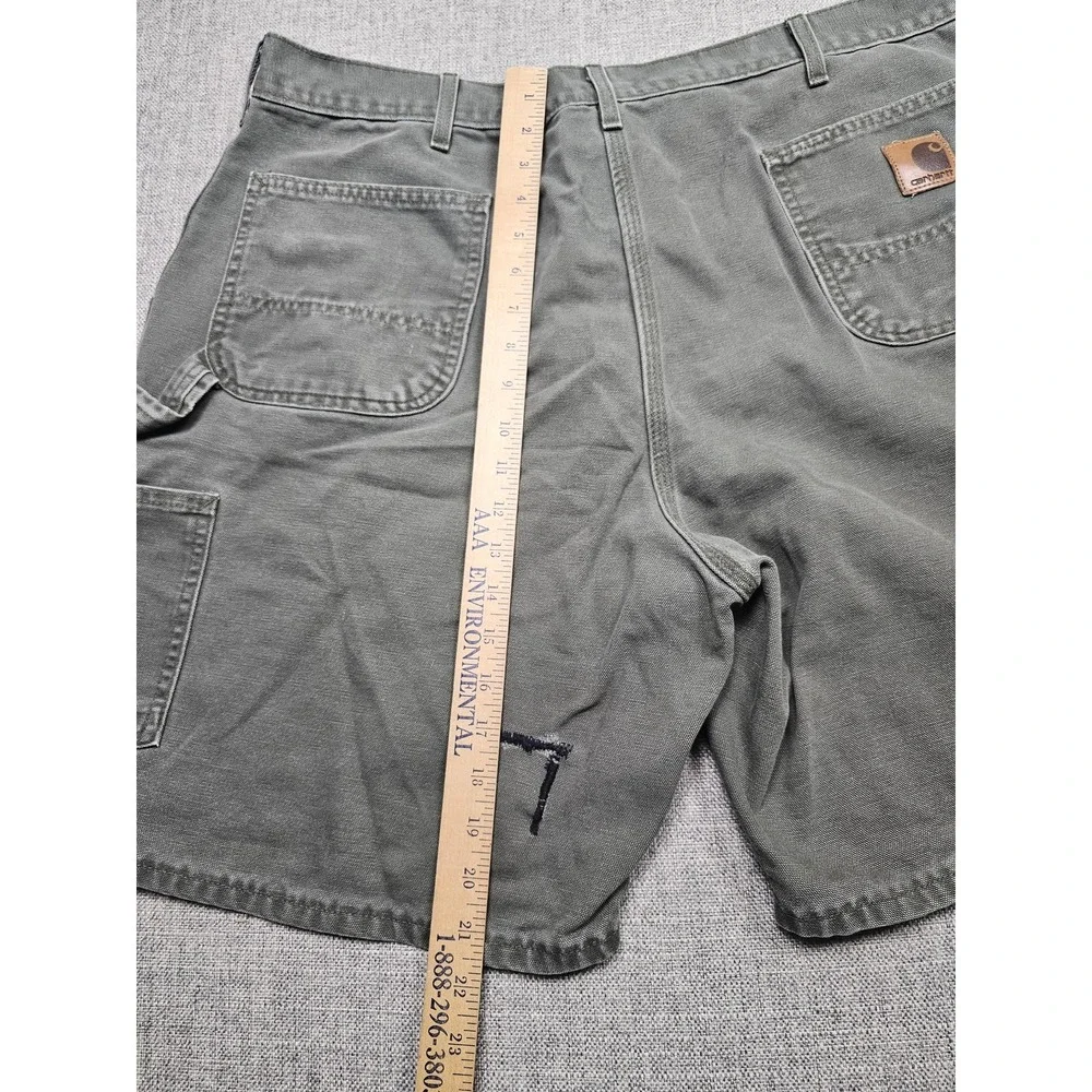 Carhartt Shorts Mens 42 Green Carpenter Utility Workwear USA Embroidered Pocket